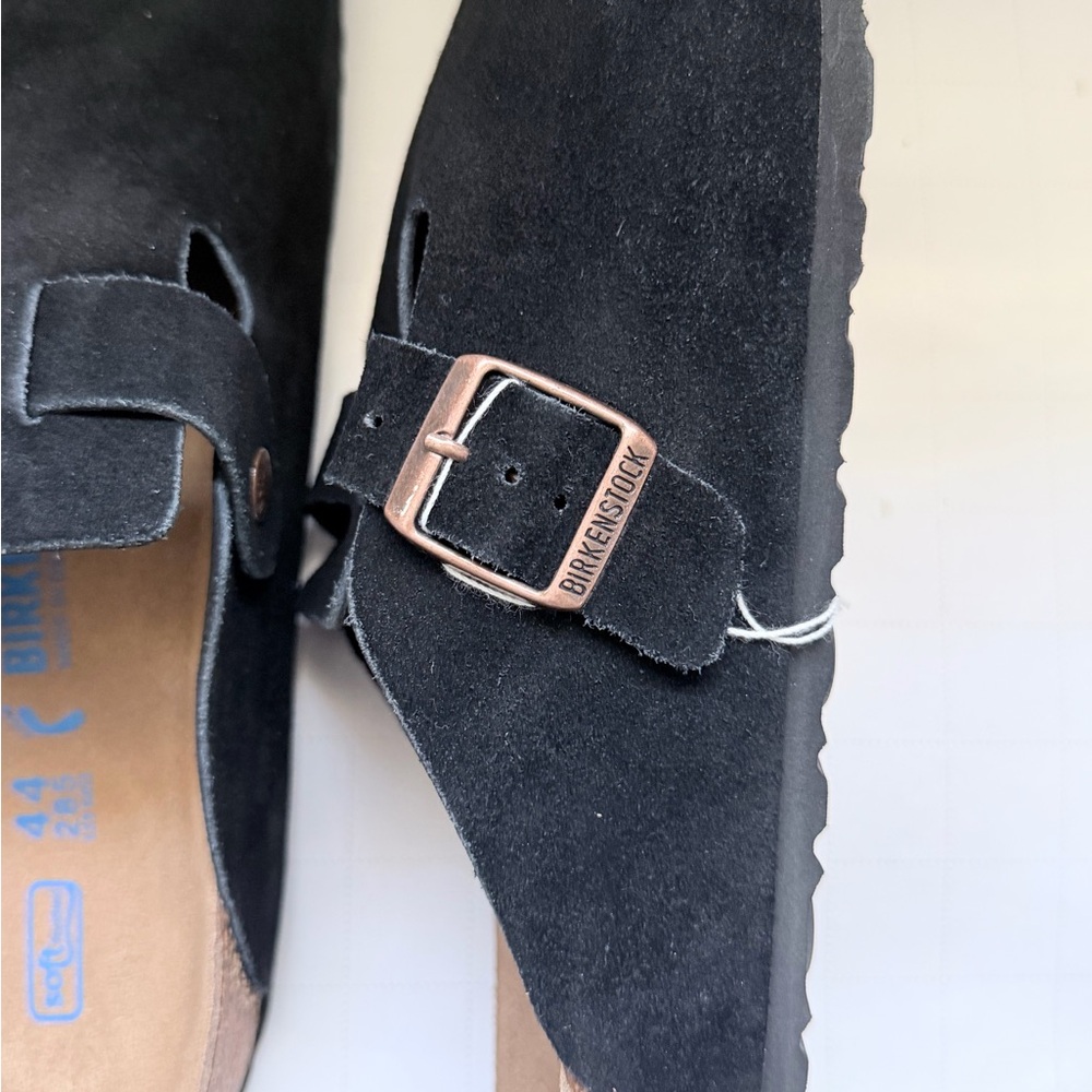 Birkenstock Black Suede Boston Clogs - Picture 3 of 5